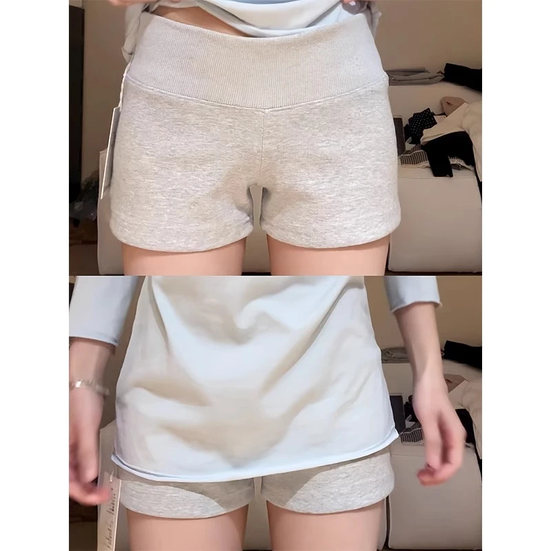灰色美式运动短裤女2025夏季新款显瘦小个子休闲辣妹包臀热裤