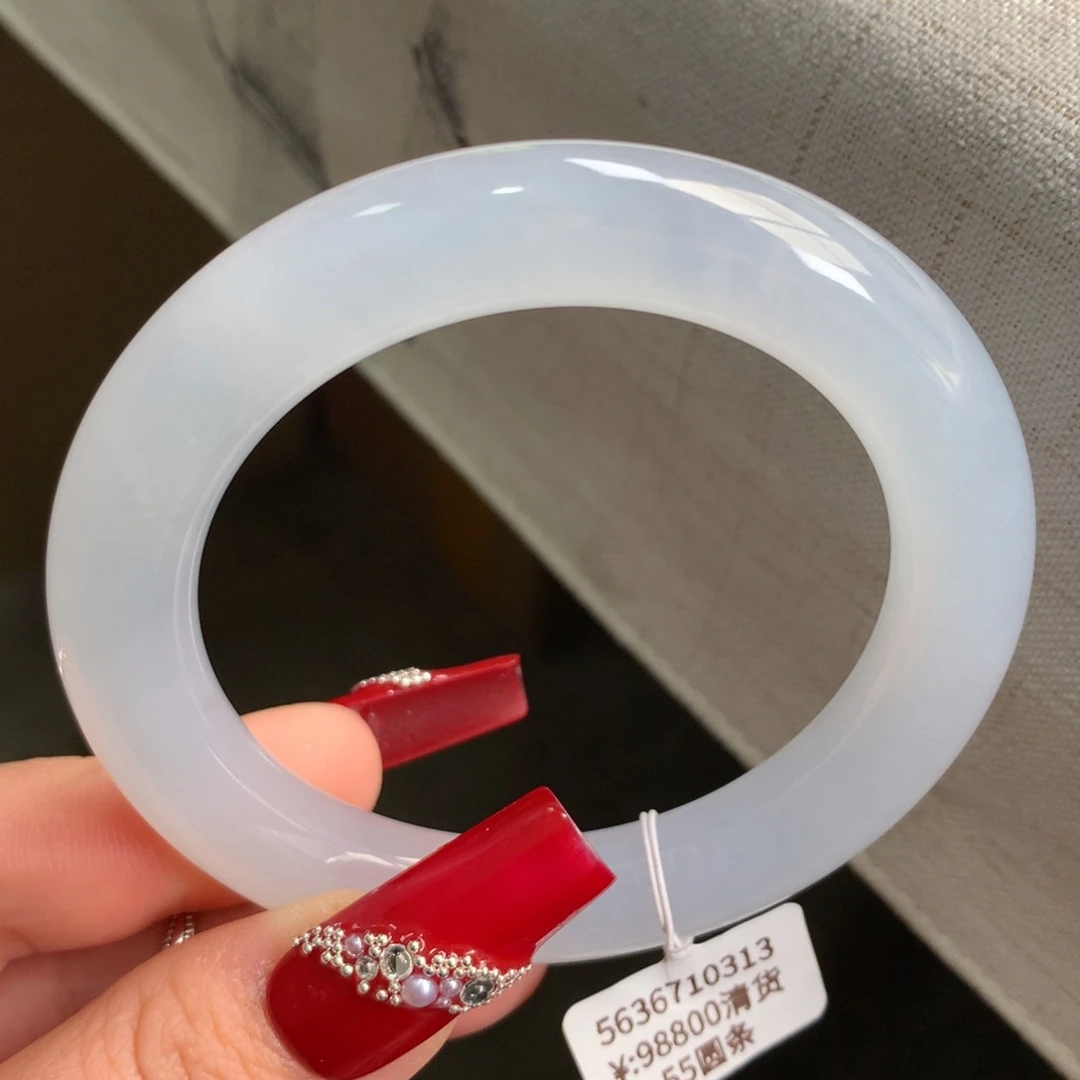 翡翠手镯未镶嵌冰胶白月光圆条