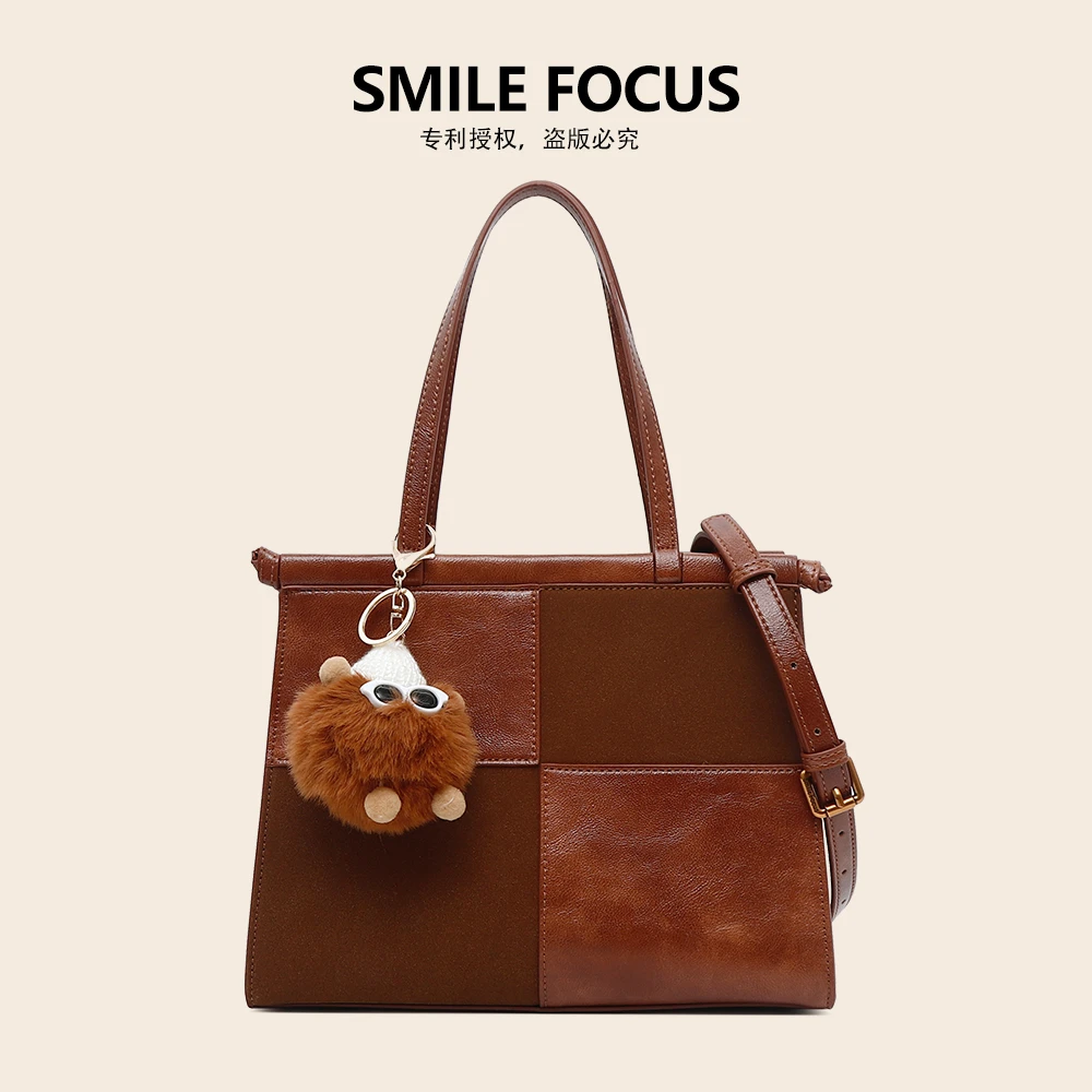 SMILE FOCUS微笑有约2025新款时尚百搭拼色手提包带挂件#SF-3186
