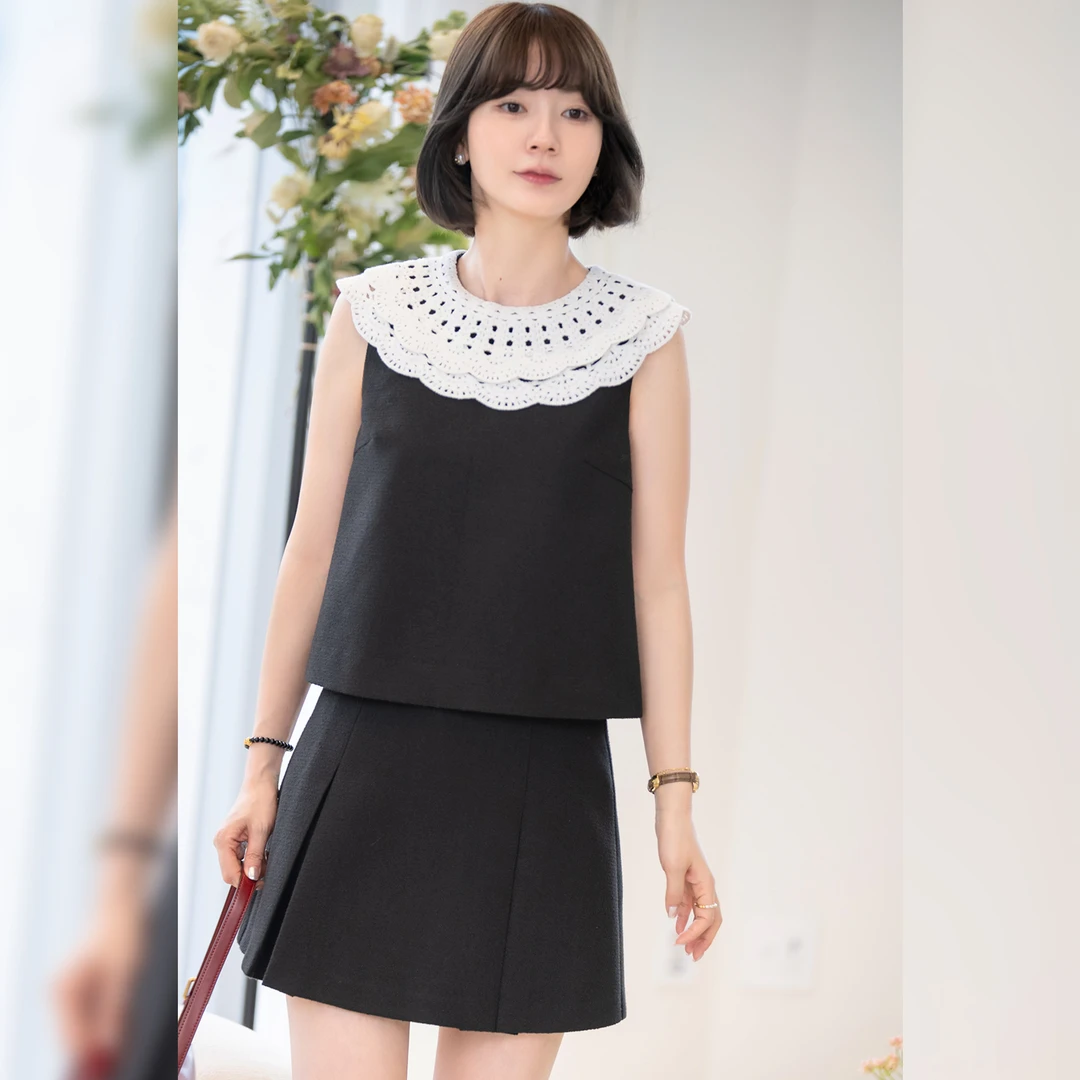 【新品】【巴黎回廊】FS504S131荷叶领上衣+半裙套装