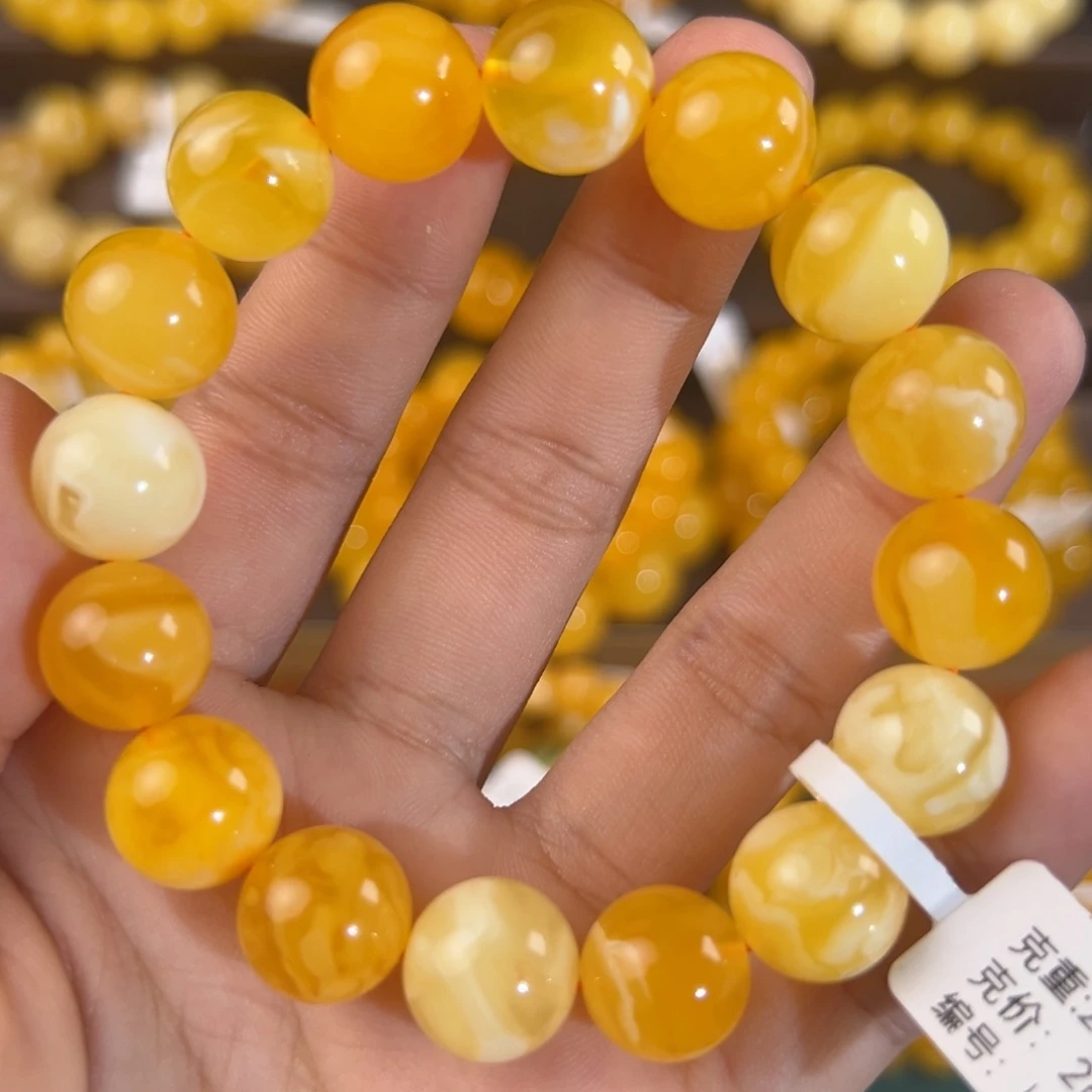 琥珀未镶嵌手链20.8g焦皮多宝13mm hh