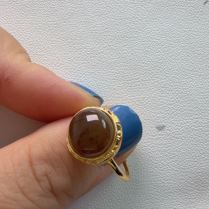 银S925镀金镶嵌戒指和田玉