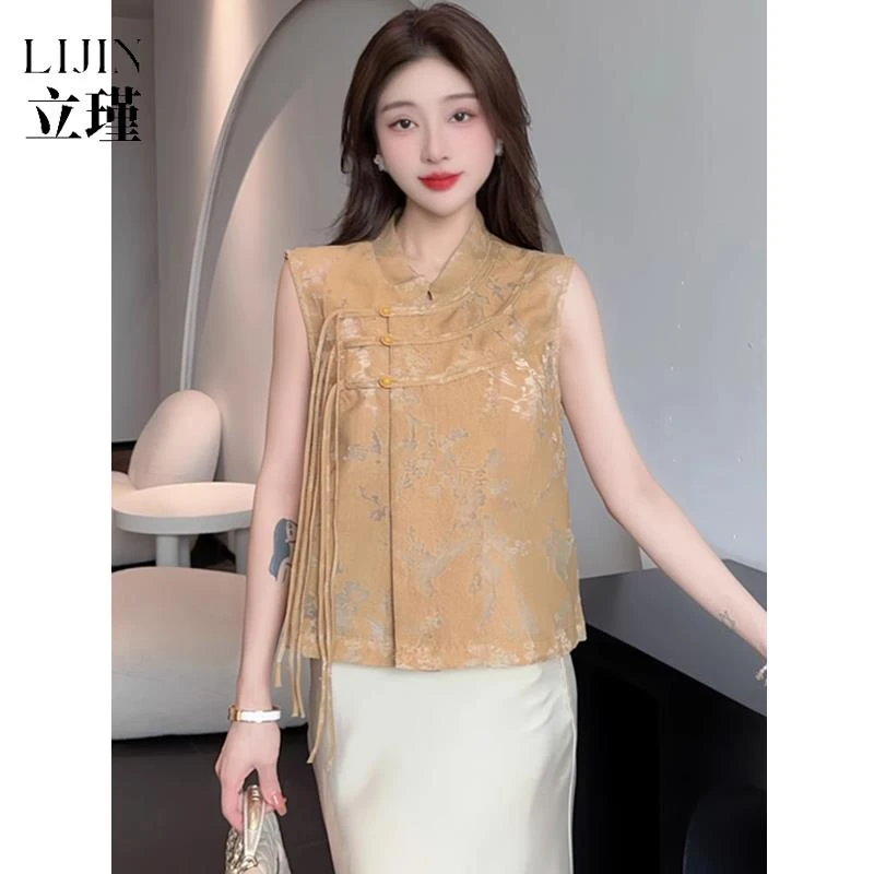 今年流行套装女夏季新中式国风新款无袖背心马甲衬衫半身裙两件套