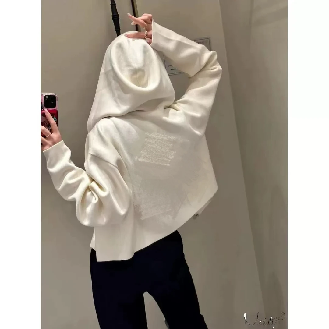 【百分百山羊绒】241857秋冬新款后背浮雕字母连帽拉链款羊绒开衫