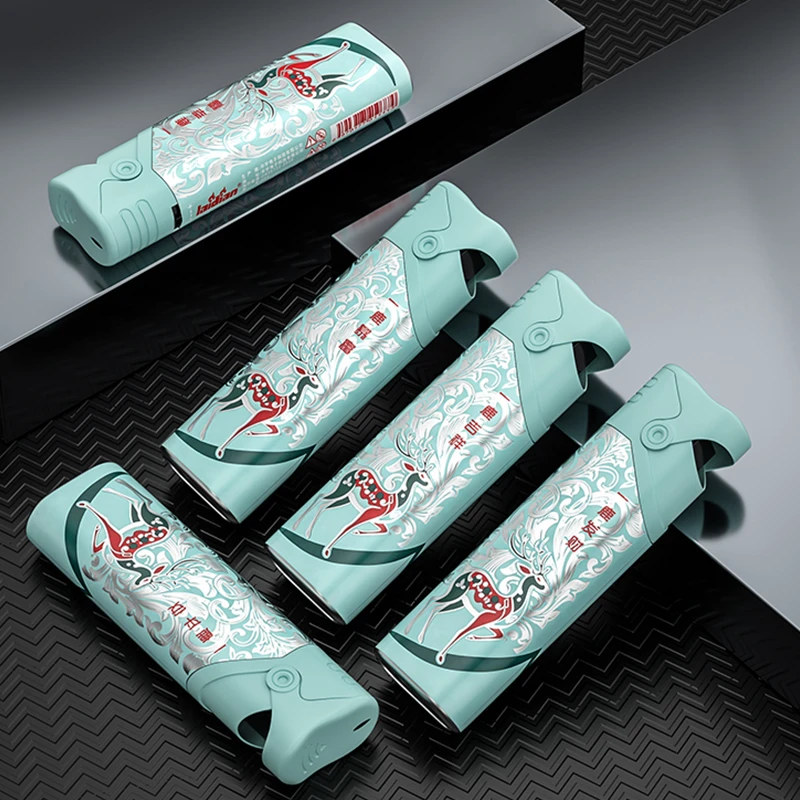 金属蓝焰直冲防风可充气耐用精致电子点火家用打火机