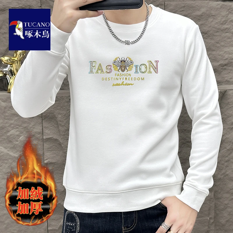 啄木鸟爆款小蜜蜂卫衣圆领长袖男个性烫印秋冬款百搭废土风男装