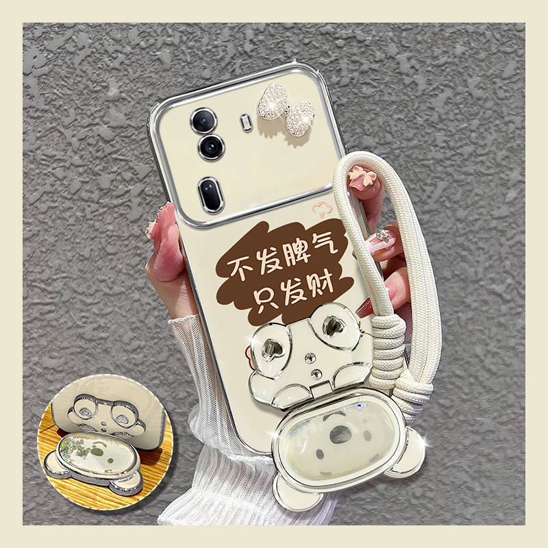 适用opporeno11手机壳pro只发财补妆镜支架硅胶软壳女款潮牌创意