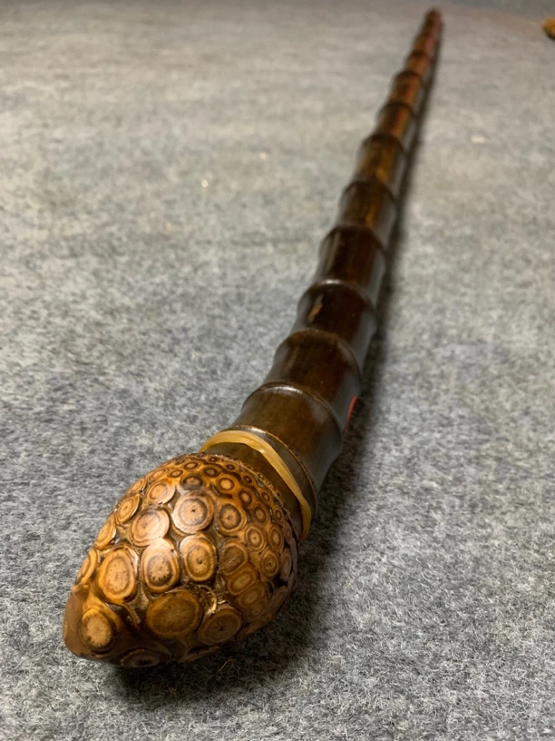 文玩天然紫竹手杖带根老料子盘玩把玩手杖拐杖