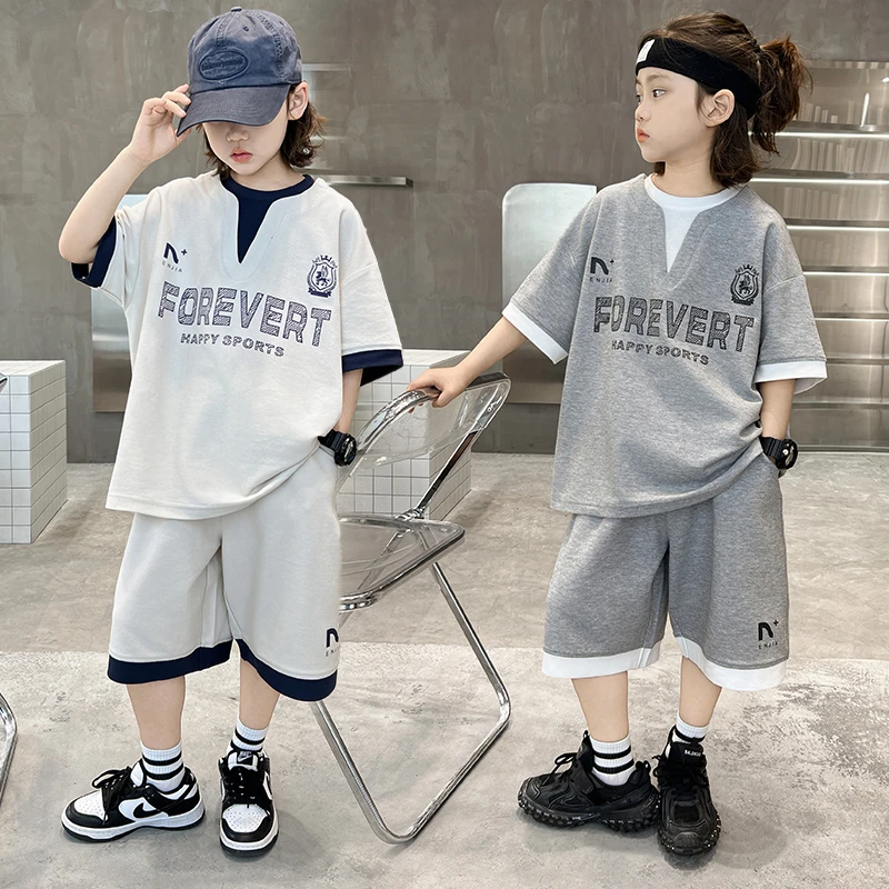 男童套装夏装2025新款儿童短袖t恤韩版男童运动套装夏季休闲童装