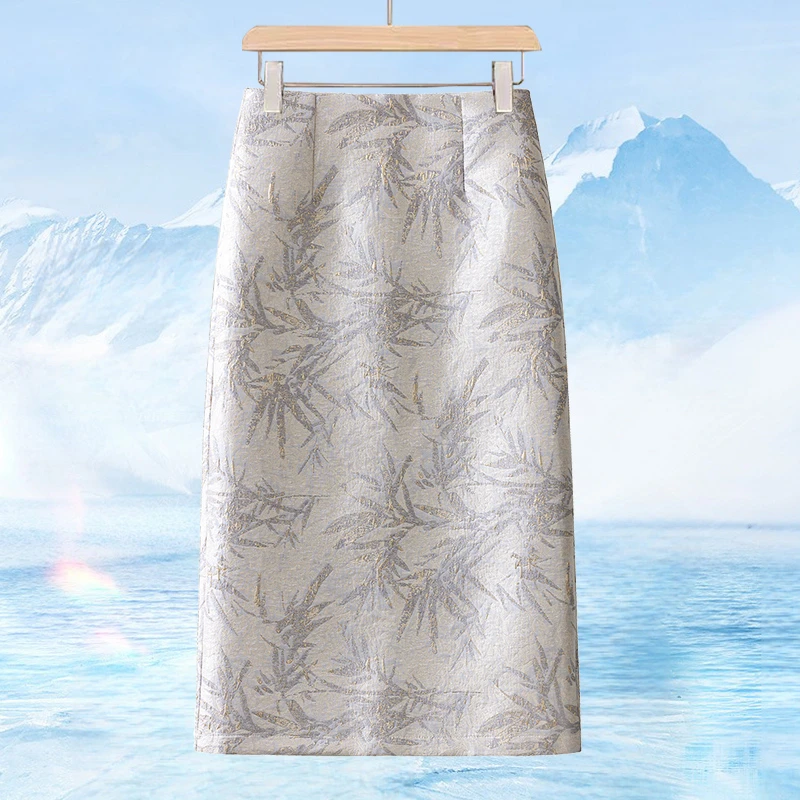 新中式国风半身裙女夏季2025新款高级感中长款开叉气质一步包臀裙