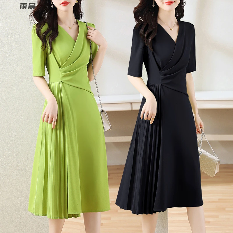 法式高端轻奢风大码连衣裙女2025夏季新款超仙裙子女显瘦微胖遮肉