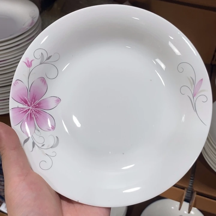 摆件65号4个装7寸雅诚德粉色花汤盘
