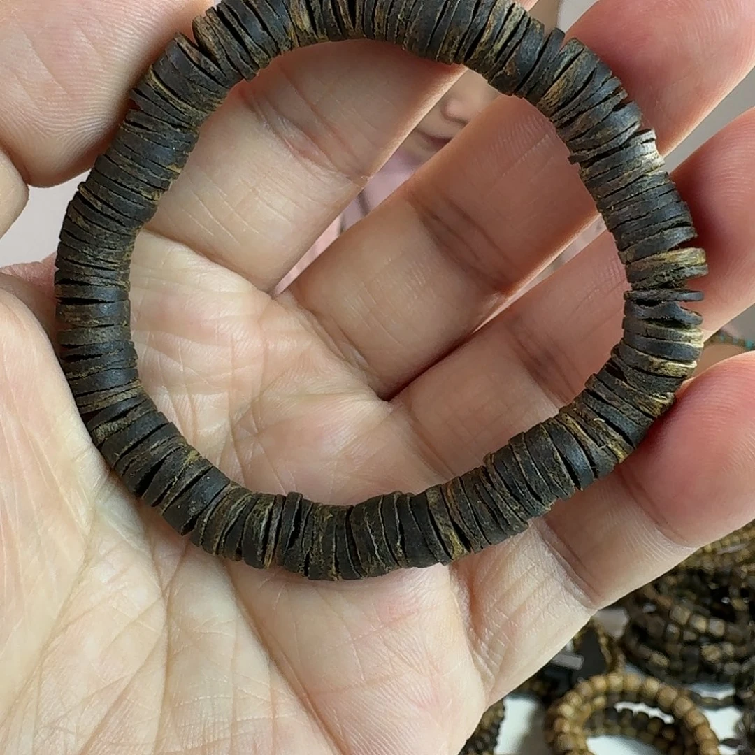 沉香手串陈*奇楠沉水片珠单圈8MM
