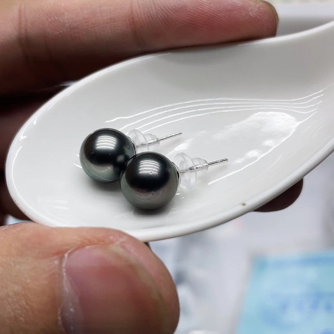 银S925镶嵌海水珍珠耳饰