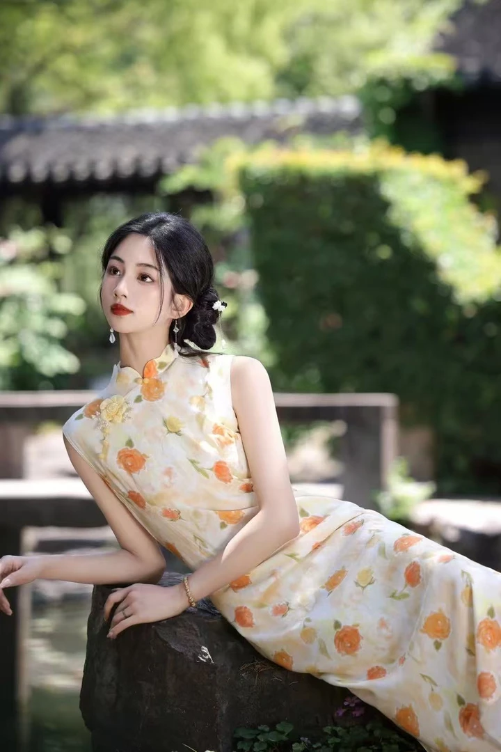 秀懿旗袍【洛神赋】设计师夏日限定无袖中式改良气质显瘦旗袍