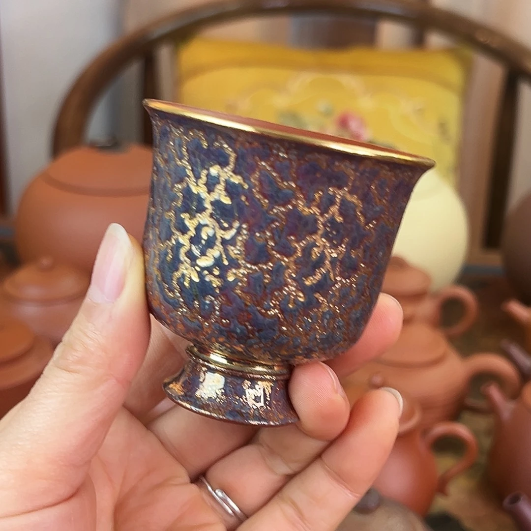 茶壶紫砂精品 贝壳烧主人杯 朱泥 80cc