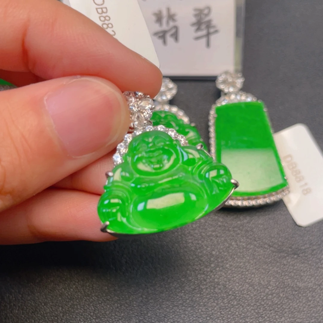 吊坠(不含链)银S925镶嵌翡翠