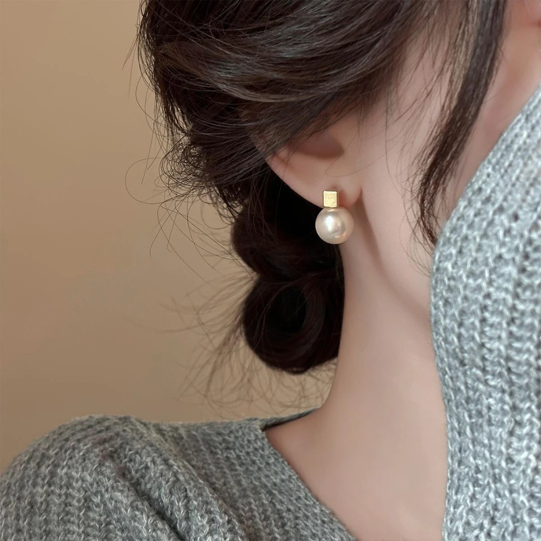 CAIEM KAIET 足银耳饰 施家珍珠耳钉女法式轻奢高级时尚气质耳环