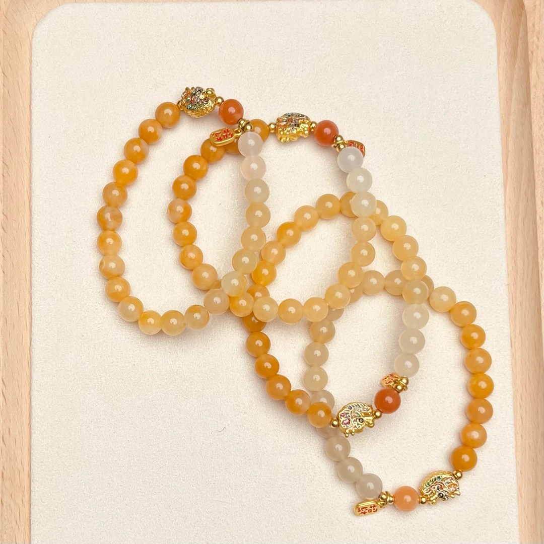 【严选】金丝玉手串橘色少女配饰新中式（多样性发其一）