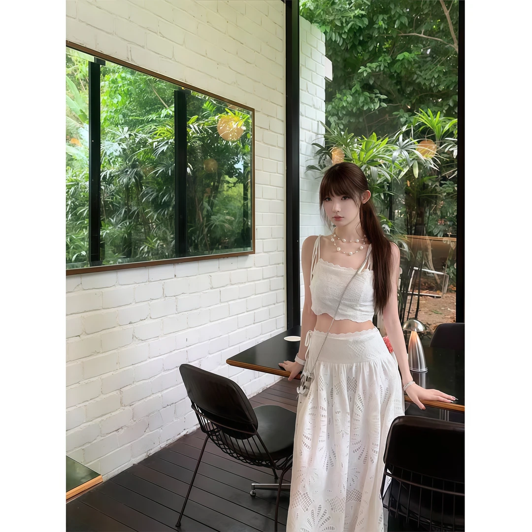 法式夏季温柔风气质穿搭一整套女一字肩短袖衬衫高腰半身裙两件套