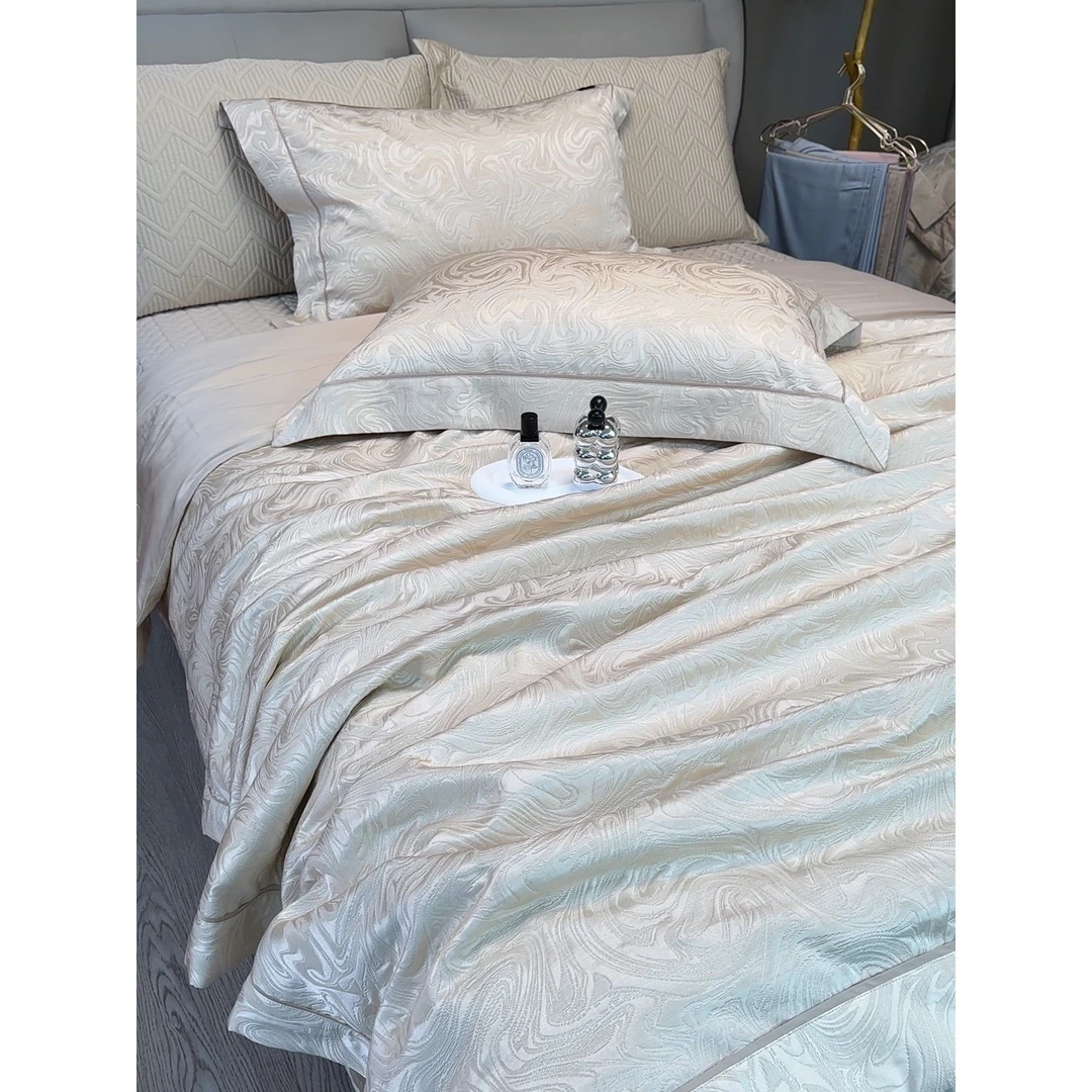 qeeboo家年中清仓-[星云]锦缎提花床盖高端轻奢四件套印花天丝棉