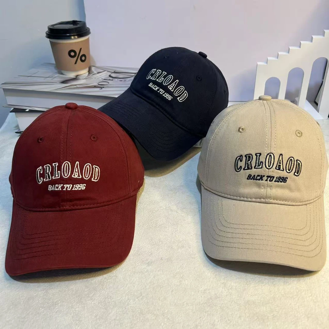 帽子鸭舌帽字母CRLO刺绣春季情侣遮阳帽休闲韩版红色百搭棒球帽潮
