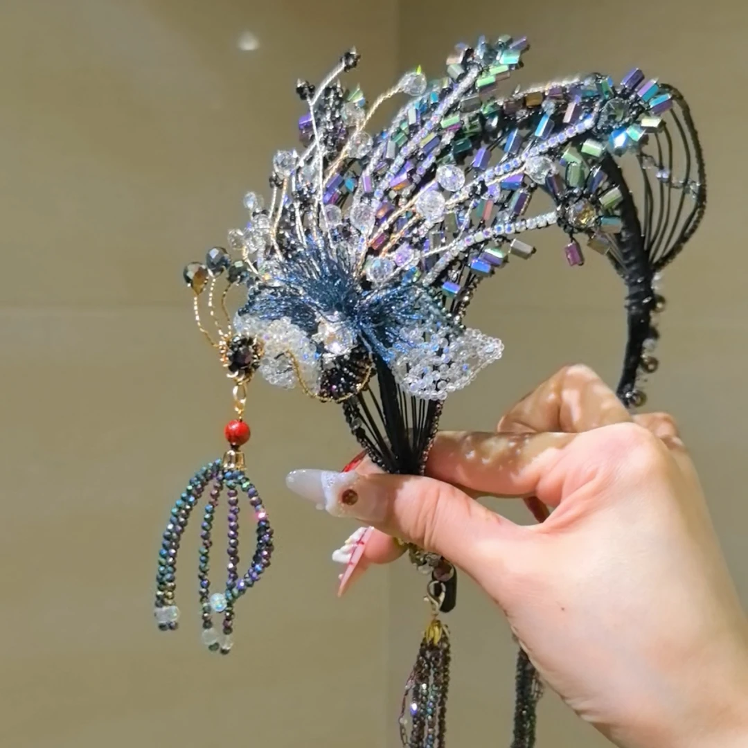 莫奈孔雀高定流苏发箍系列高定设计气质高级感日常款