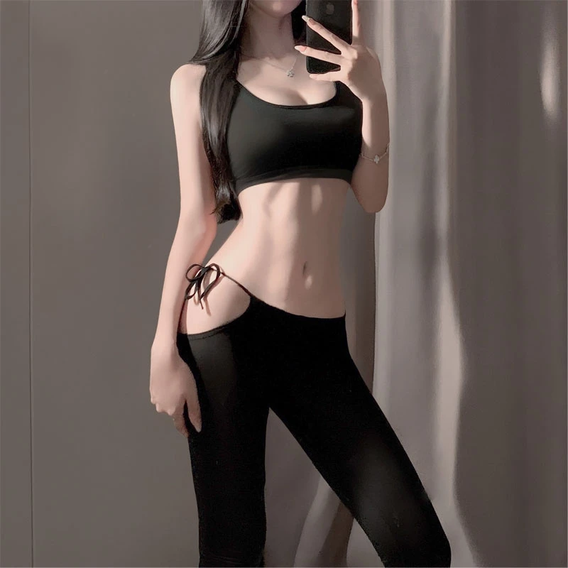 新款禁欲系内衣性感系带瑜伽裤健美裤紧身裤睡衣约会套装家居服