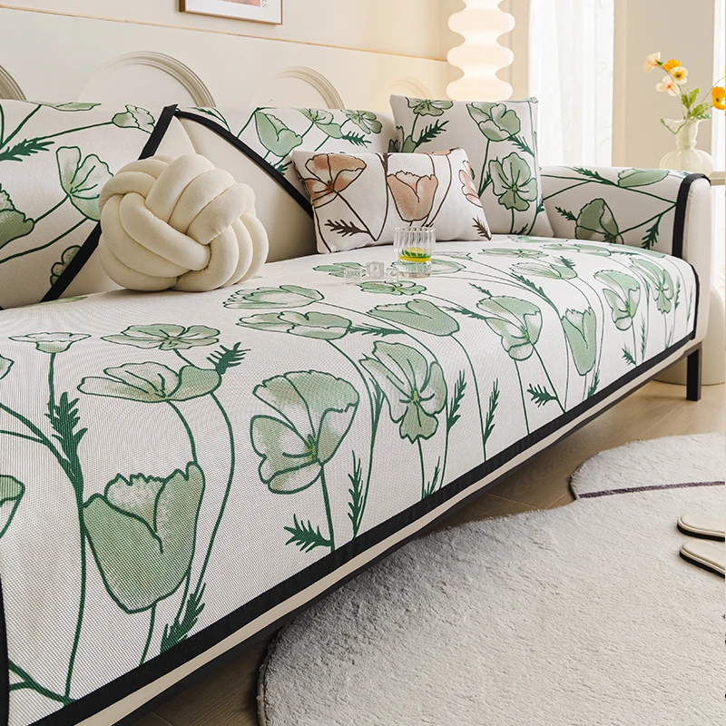 趣爸夏季凉感沙发垫新款冰丝沙发凉席坐垫高级感直排沙发座垫盖布