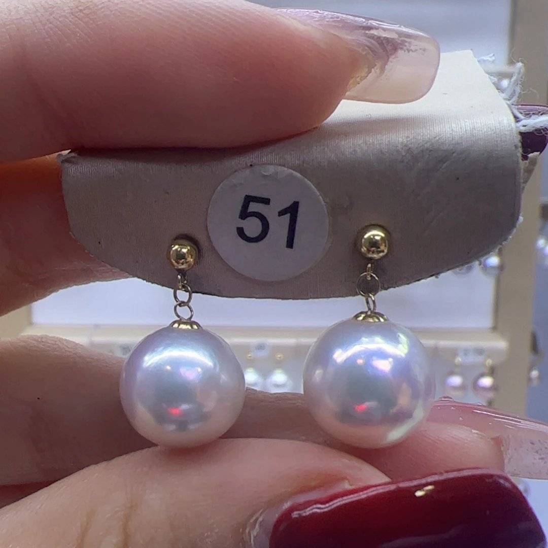 淡水珍珠耳饰18K金镶嵌
