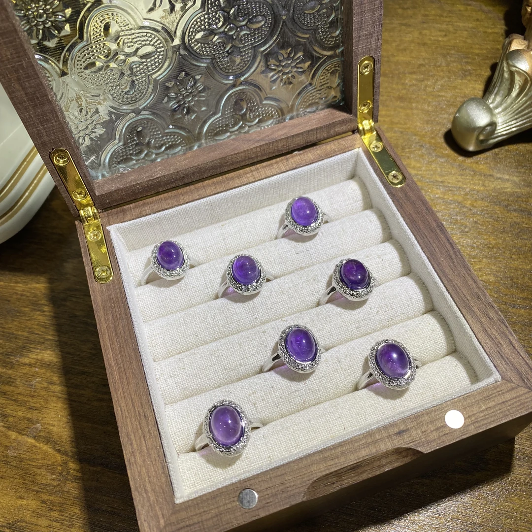 天然老矿料紫水晶戒指-多样性发其一V710