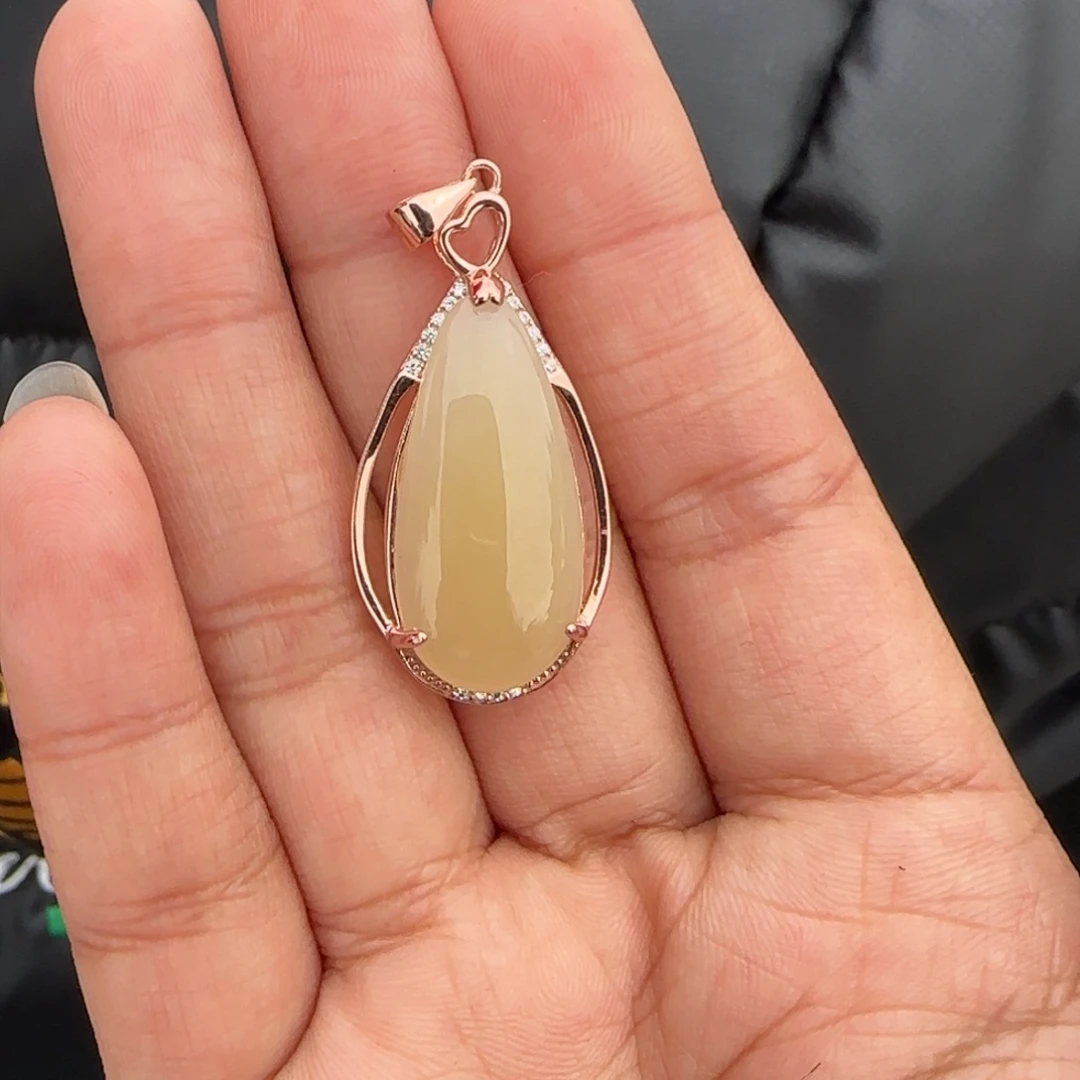 和田玉颈饰银S925镶嵌