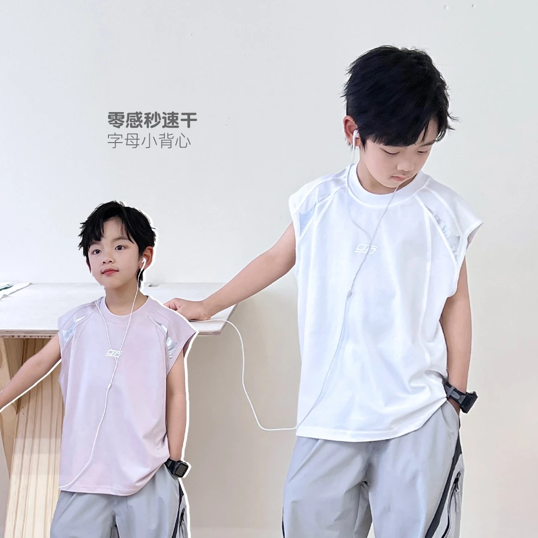P120背心无袖T恤夏装男童洋气中大童儿童坎肩上衣百搭5058238O0