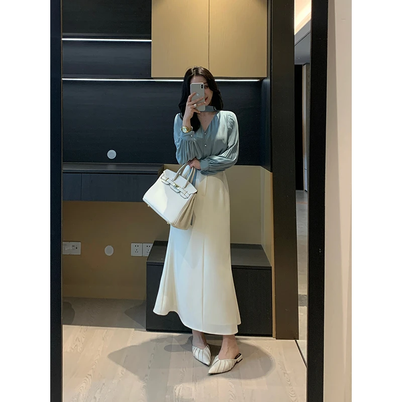 XINYI【裙型一绝】春季高腰西装鱼尾半身裙女收腰显瘦X625G00897