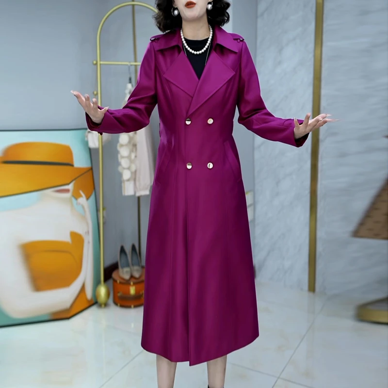 时尚气质风衣外套女2025春秋新款女士优雅减龄显瘦中长款过膝大衣