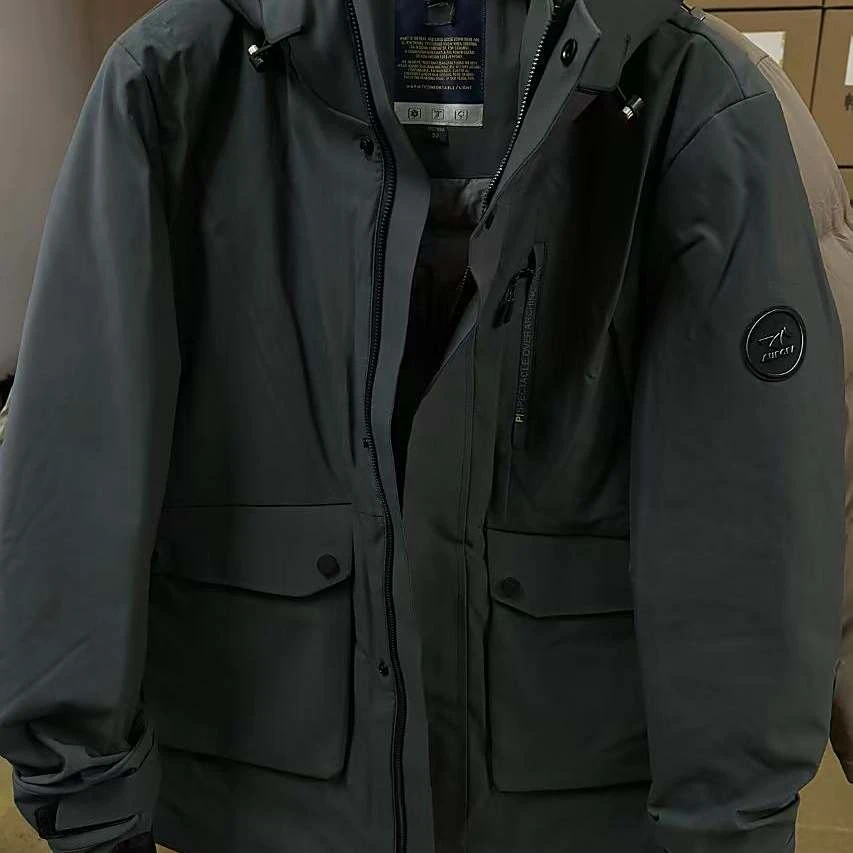 海家剪标款极光虾青色连帽羽绒服商务休闲秋冬保暖短款户外休闲