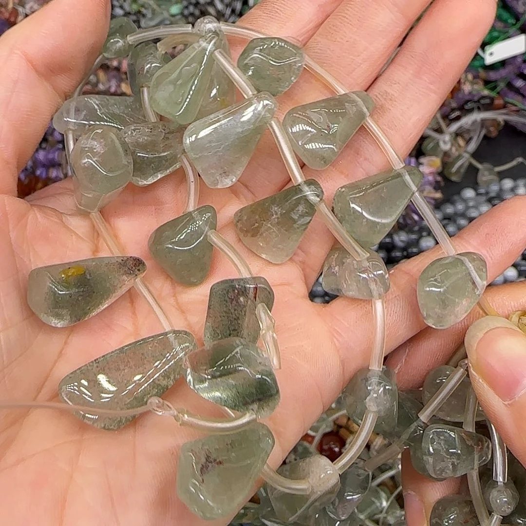 玛瑙/玉髓合金珠宝半成品绿幽灵大水滴一条