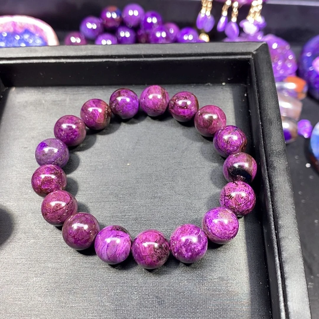 苏纪石（舒俱来）未镶嵌南非舒俱来桃红紫圆珠单圈11mm