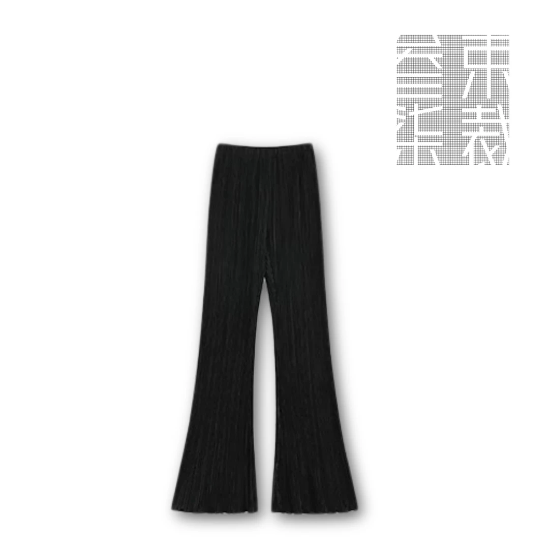 C2【超模裤】夏季新款百褶波浪微锥形流光时尚百搭显瘦阔腿长裤