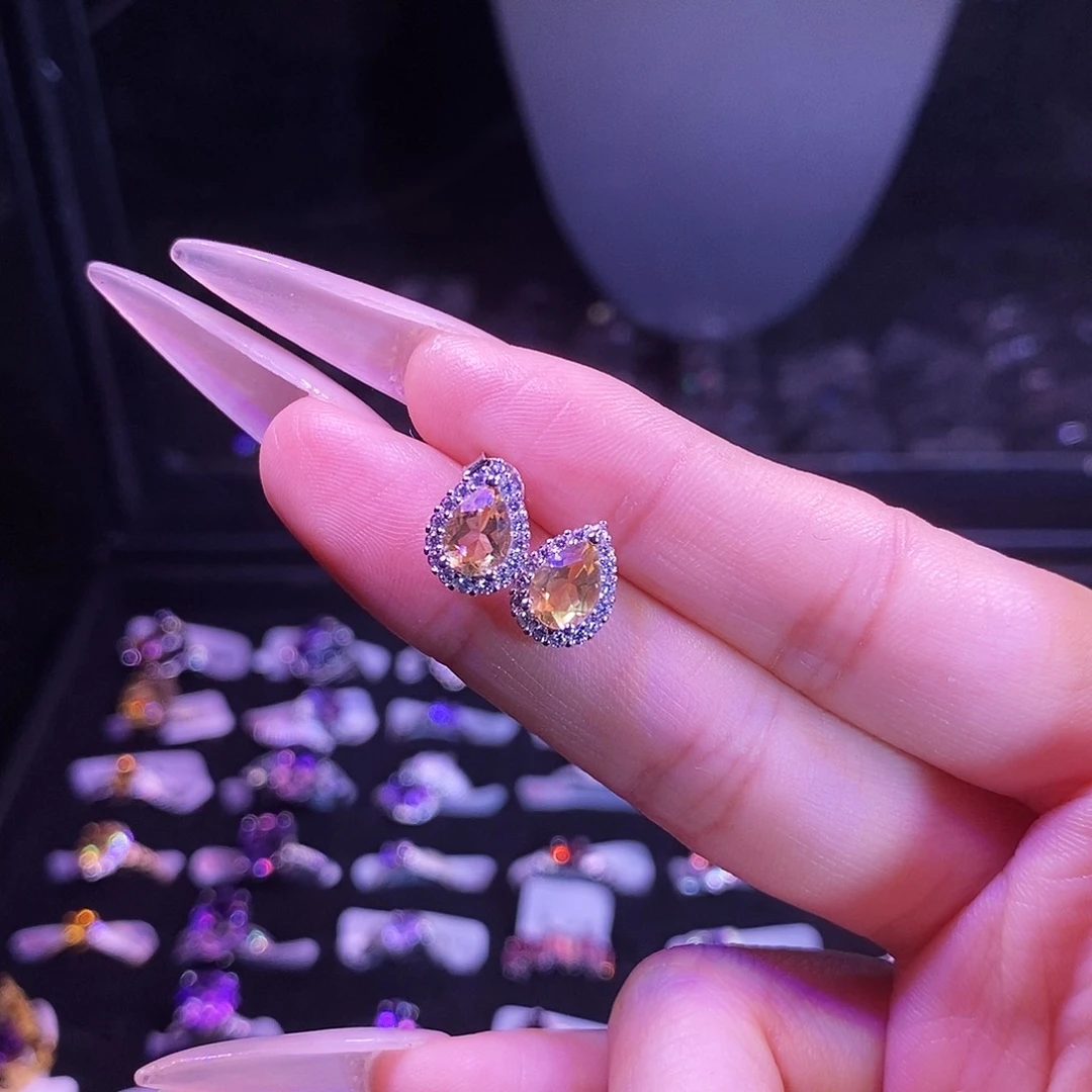 银S925镶嵌水晶耳饰