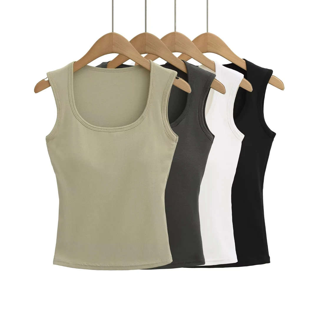 方领带胸垫遮副乳吊带背心女夏季外穿内搭一体式无袖上衣