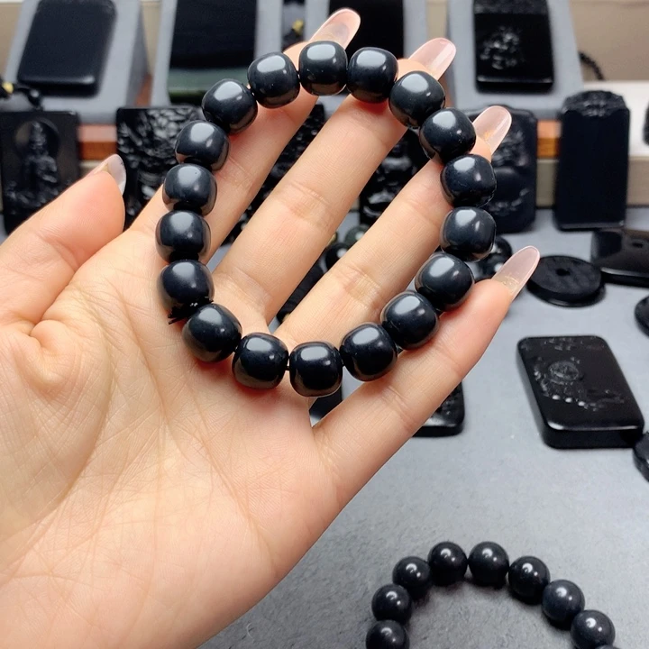 和田玉（墨玉）手串未镶嵌特价12mm
