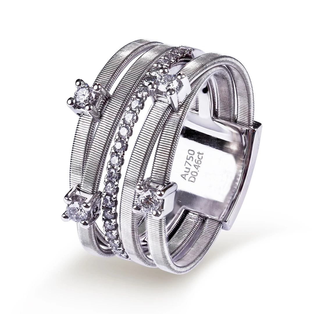 迈隆珠宝钻⽯戒指意大利设计款简约纯手工绕丝气质网红时尚镶钻