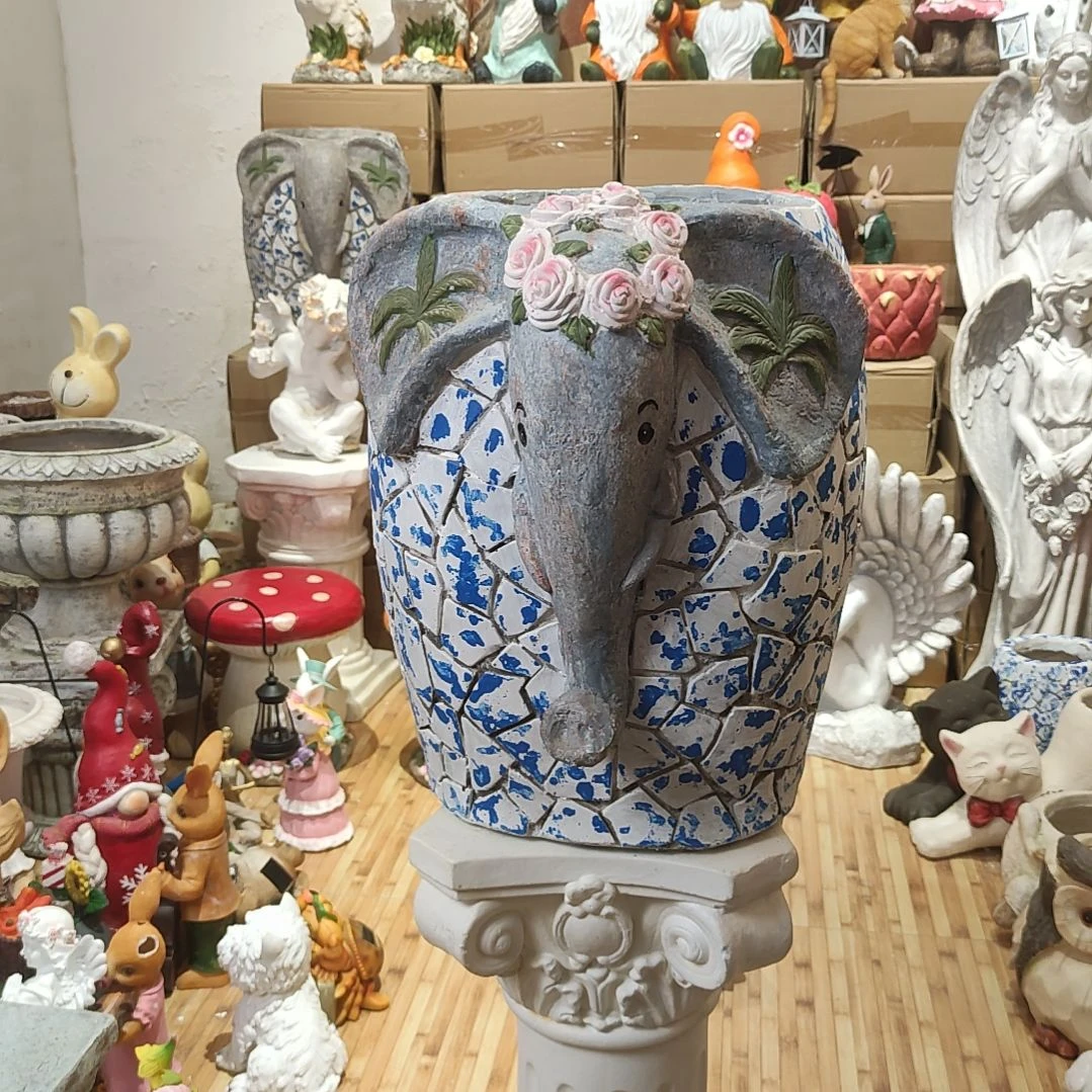 合成树脂青花花象花盆
