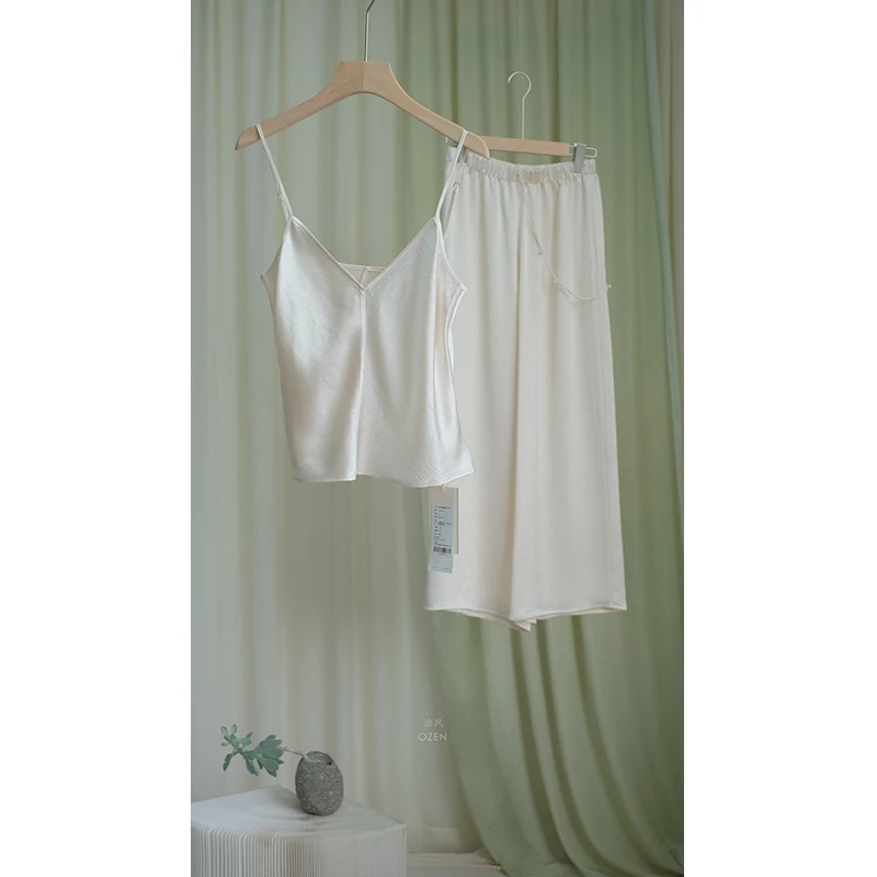 ozen【月白】设计师原创中式裤子宽松阔腿裤吊带背心