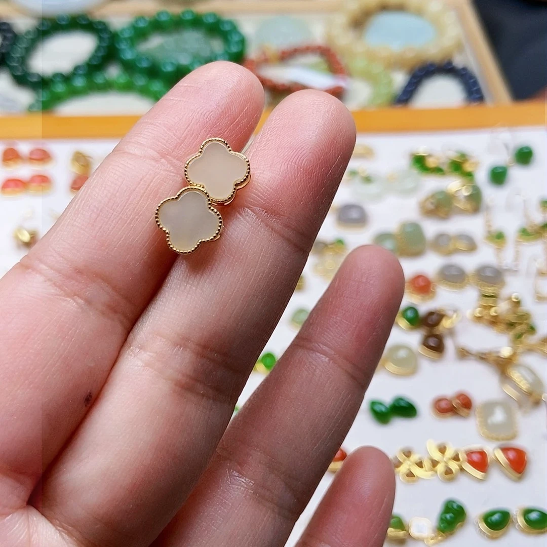 和田玉戒指银S925镶嵌