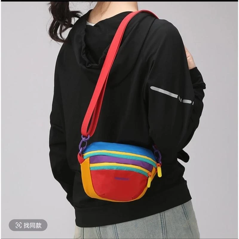 2025时尚多巴胺撞色男女同款户外运动登山便携防水尼龙斜挎胸包包