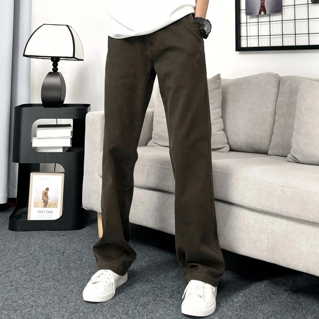 杏色美拉德色系休闲裤宽松直筒潮流韩版百搭潮牌复古男长裤子流光