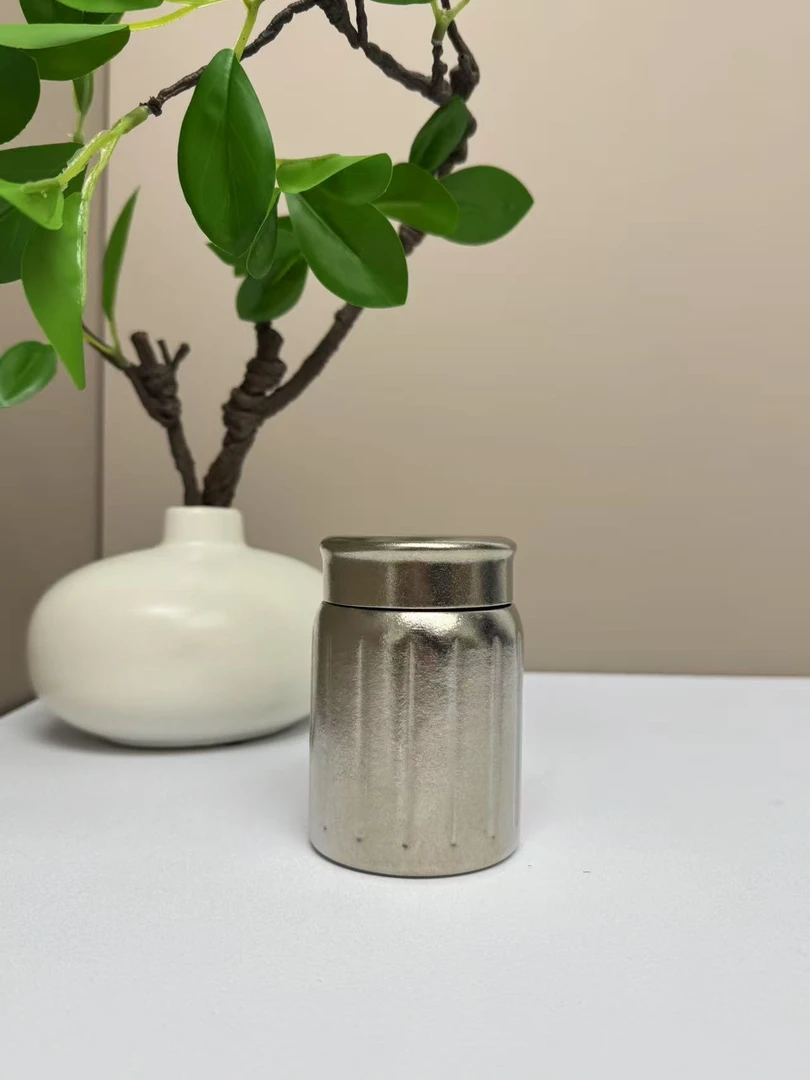260ML纯钛复古抑菌保鲜茶叶罐家用旅行锤纹