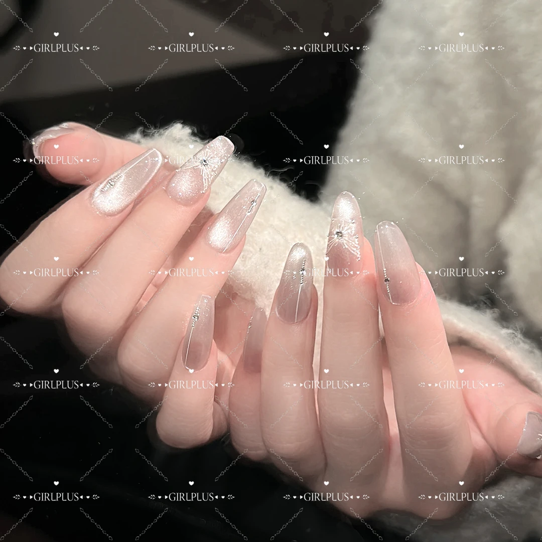 【萤火蝴蝶谷】夏夜星空猫眼纯手工穿戴甲重复使用中长显白美甲贴片